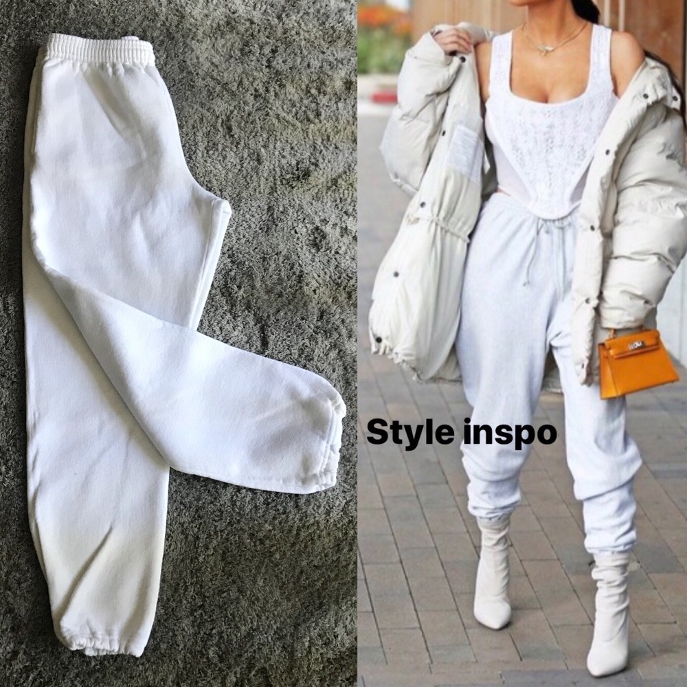 Vintage White Drawstring Sweats